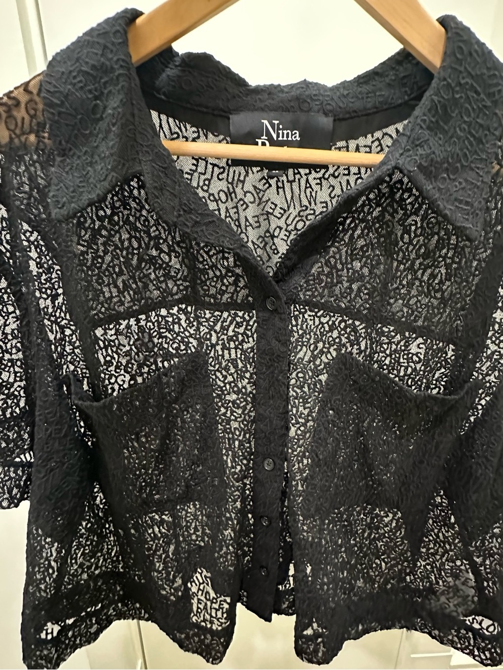 Nina Parker Black Mesh Cropped Sheer Boxy Top Plus Size 3X